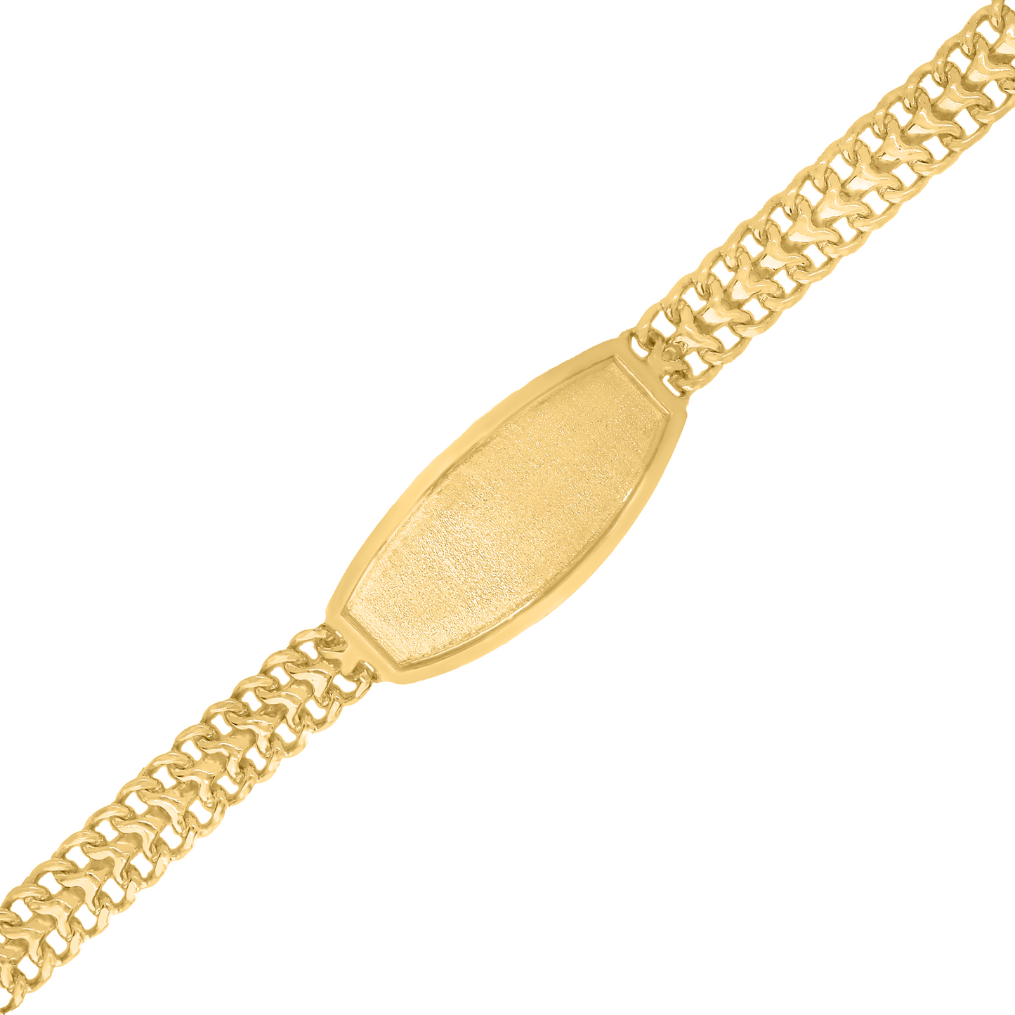 14K Gold Round Bar ID Bracelet, 9mm Gauge