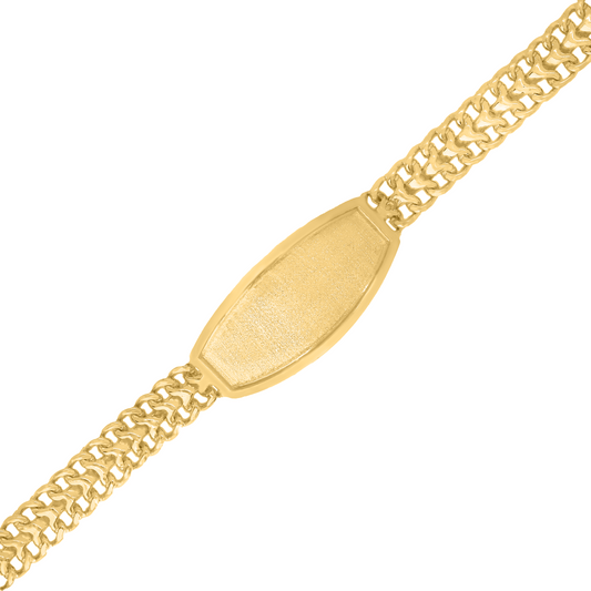 14K Gold Round Bar ID Bracelet, 9mm Gauge