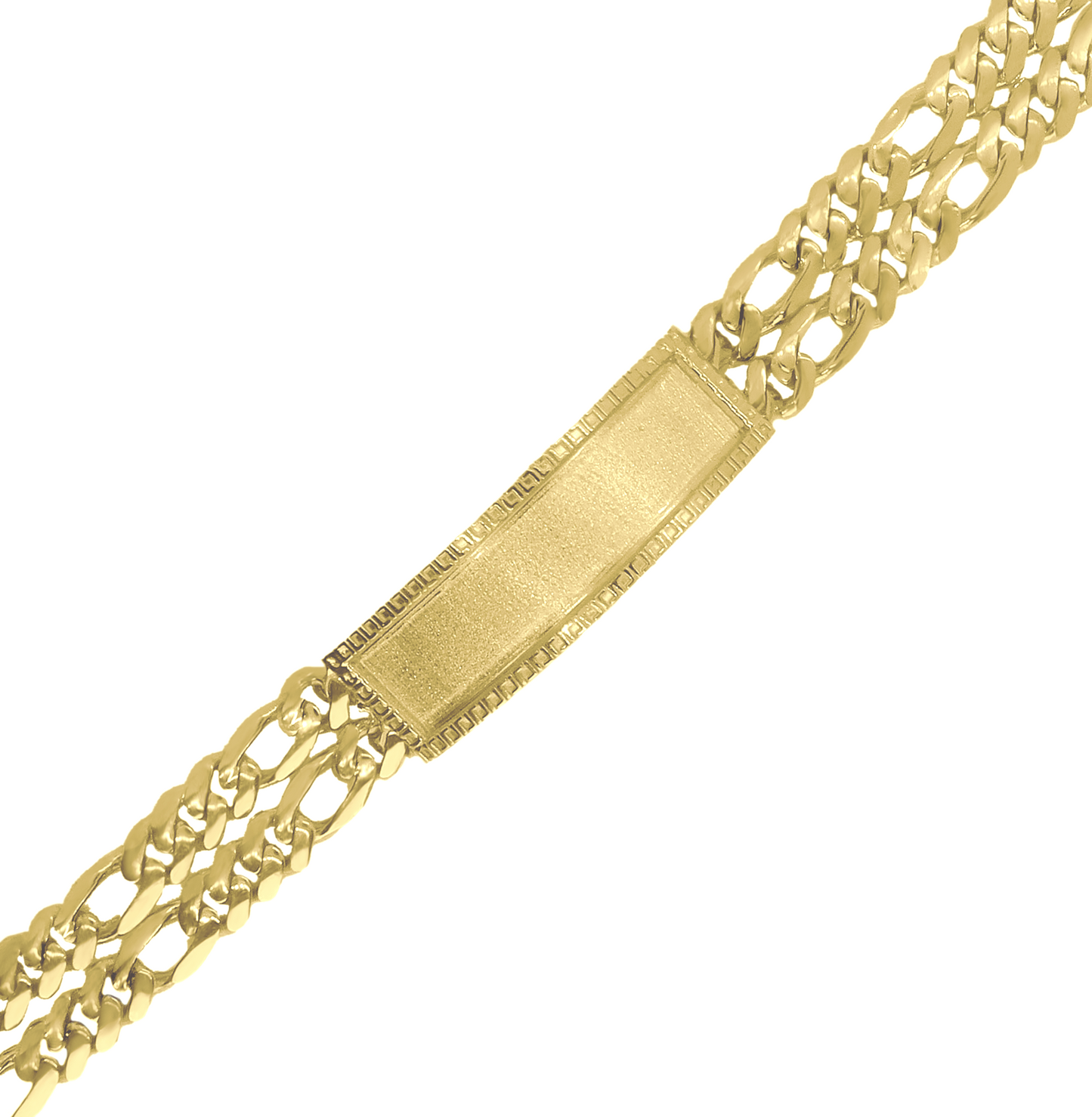 14K Gold 2 Line Figaro ID Bracelet, 13 mm