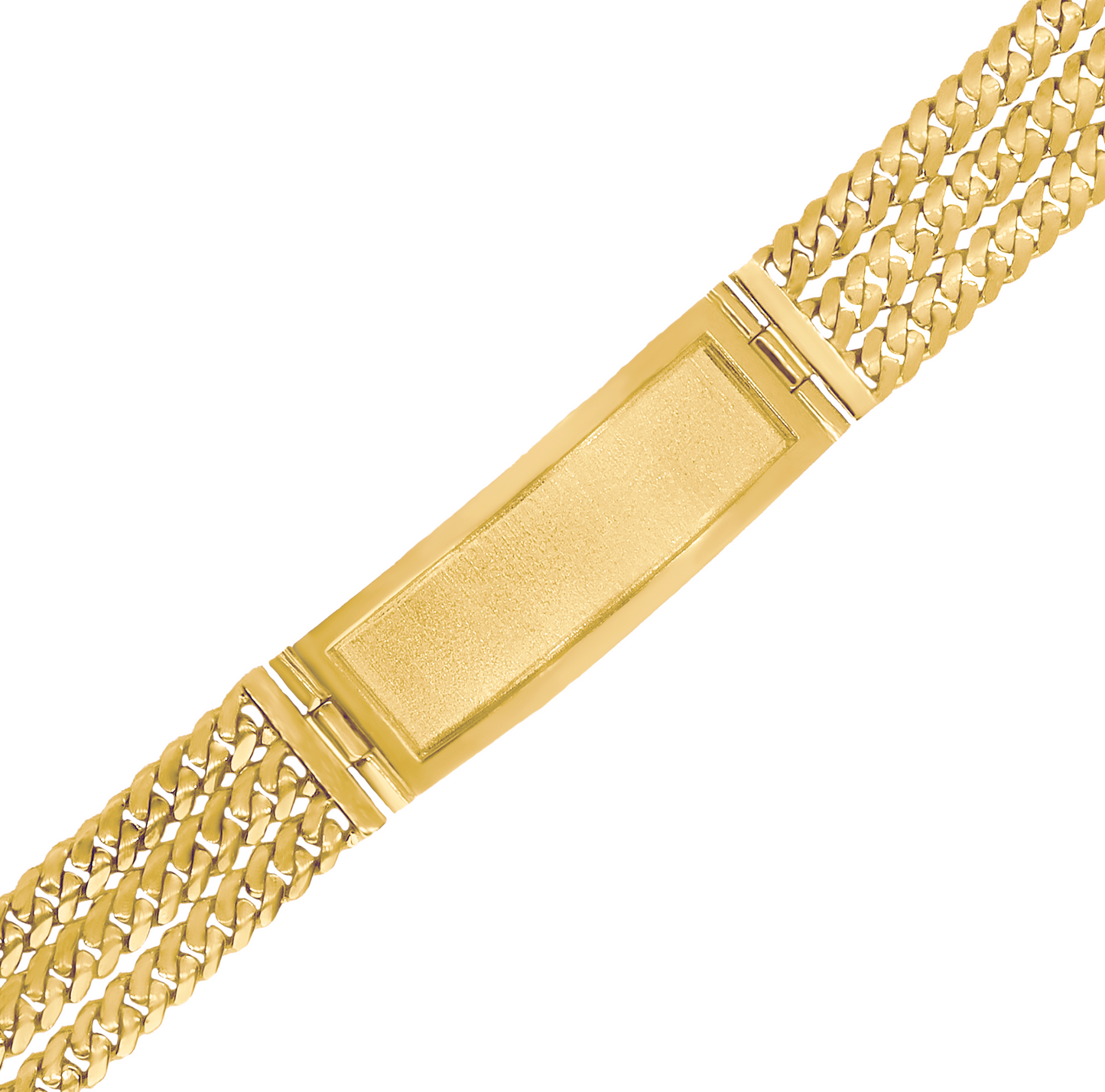 14K Gold 3 Line Miami Cuban ID Link Bracelet, 16mm