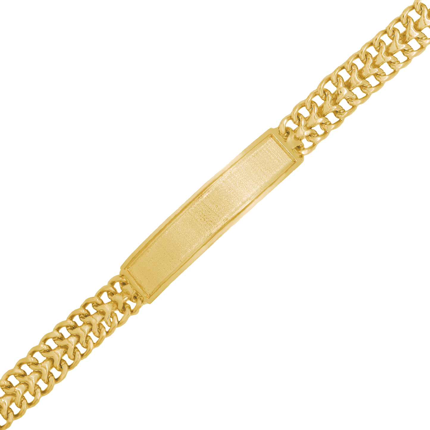 14K Gold ID Link Bracelet with Textured Plate, 9mm Gauge